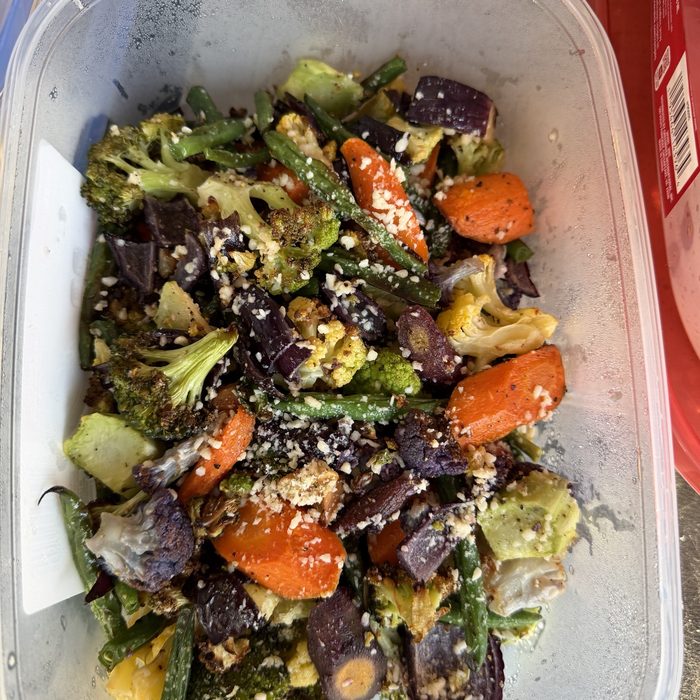 Roasted rainbow vegetables with parmesan